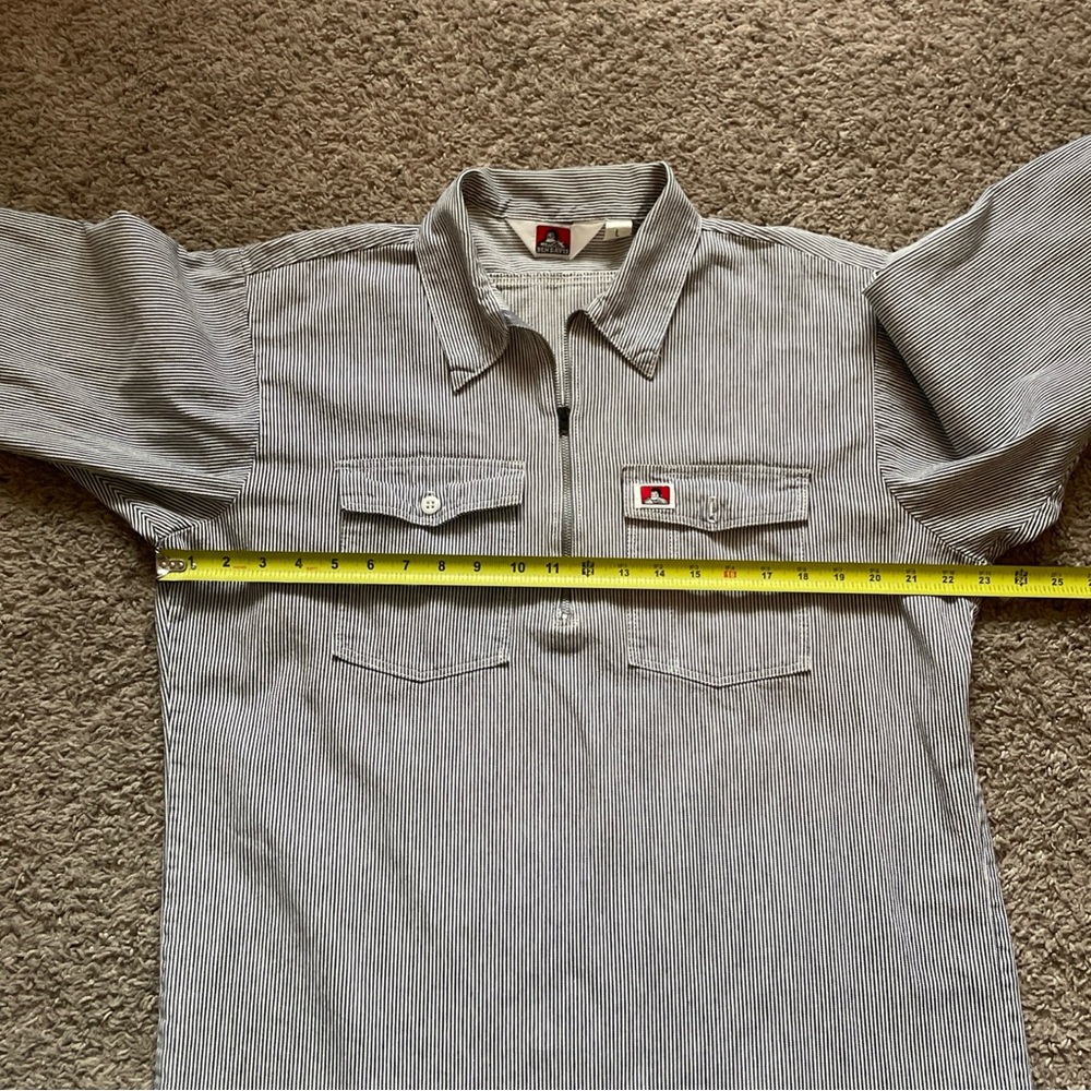 Vintage Ben Davis Hickory Stripe Work Shirt Long Sleeve 1/2 Zip Up Sz Large USA - Picture 10 of 16